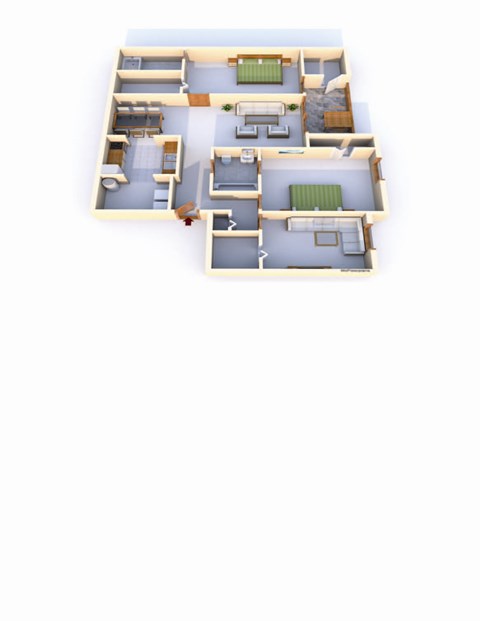 Floor plan for 3 beds, 2 baths, 1282 sqft